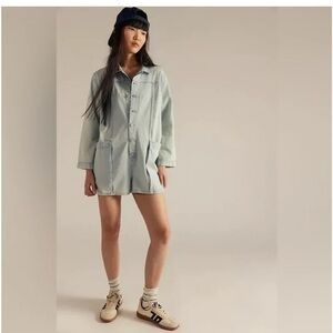 FREE PEOPLE We The Free Maggie Denim Shortalls Romper Medium NWT
